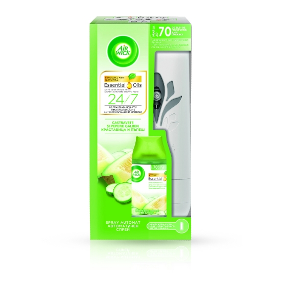 AIRWICK - Odorizant de camera aparat + Rezerva - Castravete&Pepene - 250 ml