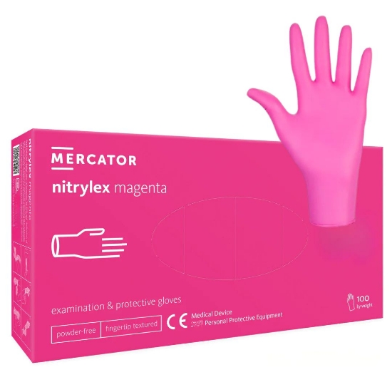 Manusi profesionale din nitril - MERCATOR MEDICAL - Magenta - S