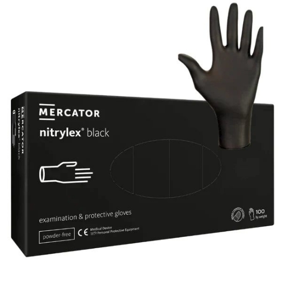 Manusi profesionale din nitril - MERCATOR MEDICAL - Negru - XL